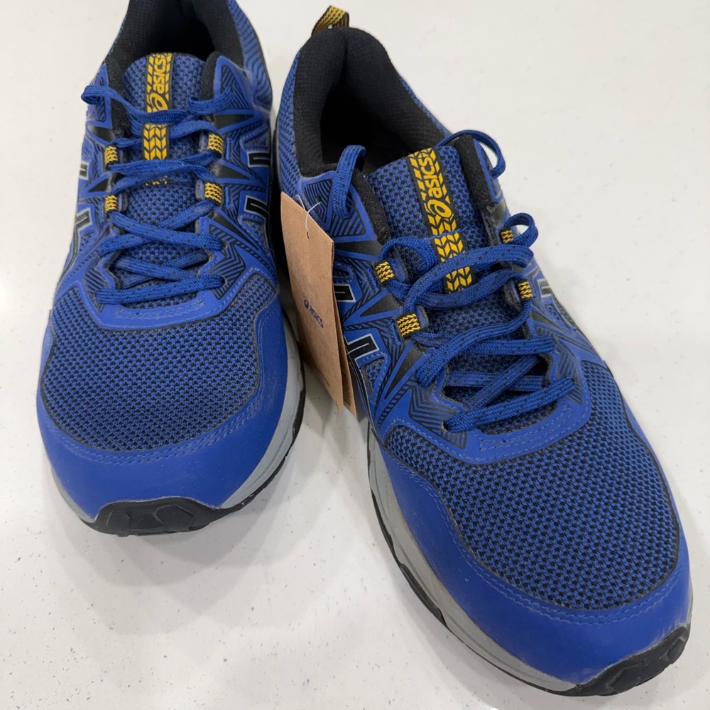 Asics Blue and Yellow Mesh Running Sneakers